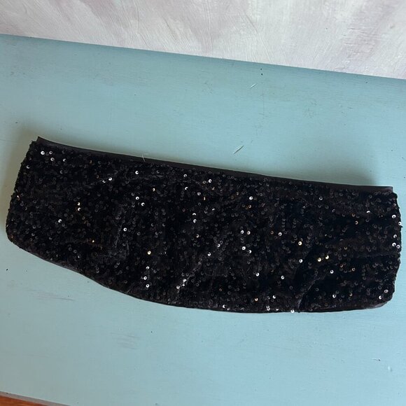 Black Sequin Bandeau Crop Top Size XS - Picture 2 of 11